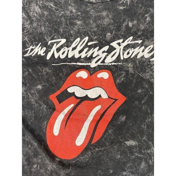 The Rolling Stones Graphic T-shirt Women Small Black Acid Wash Music - Picture 2 of 6